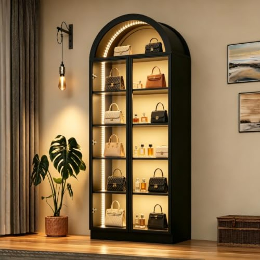 Glass Cabinet Display - Arch display cabinet for living room