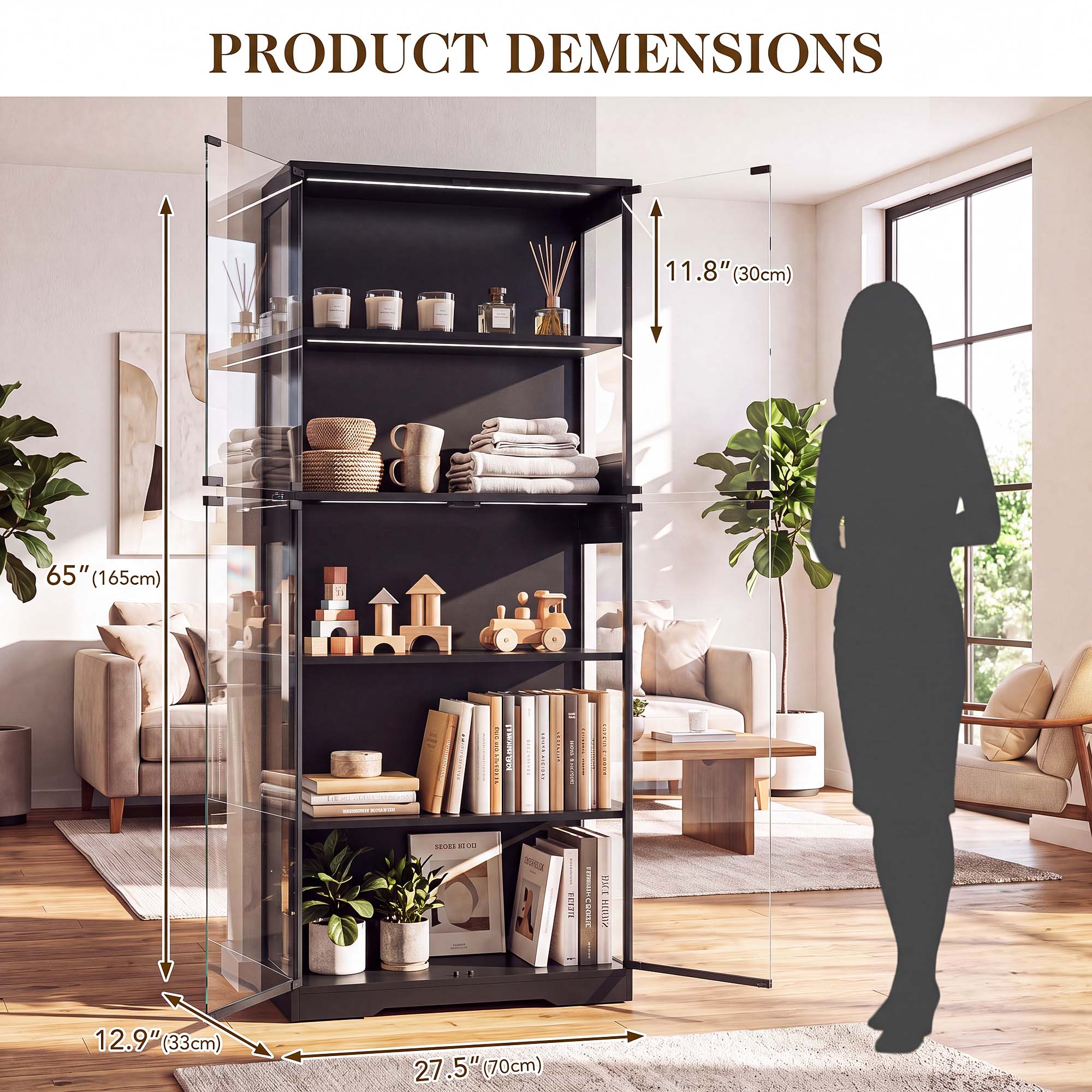 TCGBKAF 5‑Tier Display Cabinet - Glass Cabinet Display recension och pris