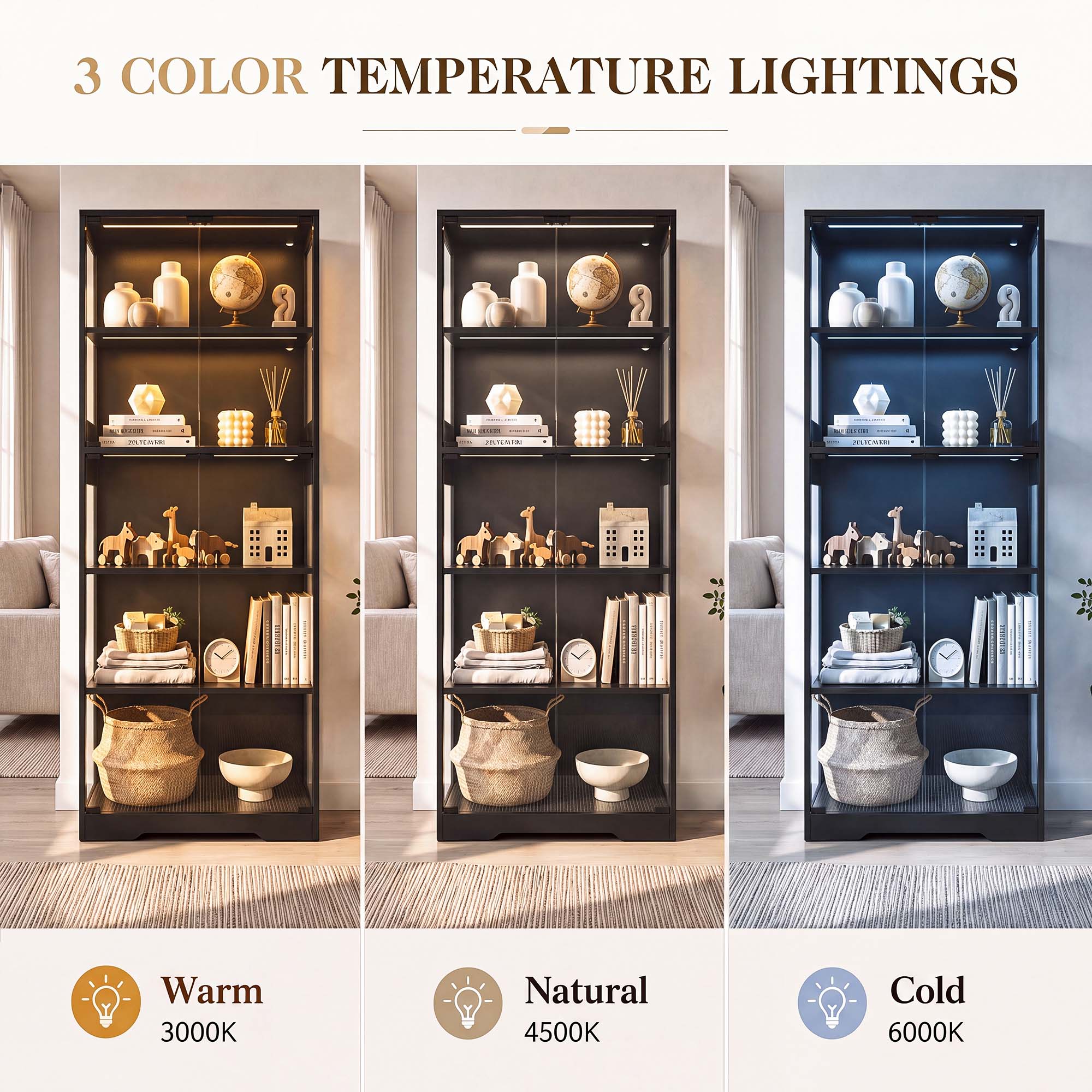 TCGBKAF 5‑Tier Display Cabinet - Glass Cabinet Display recension och pris