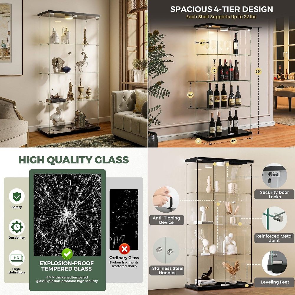 Display Cabinet with LED Light - Glass Cabinet Display recension och pris