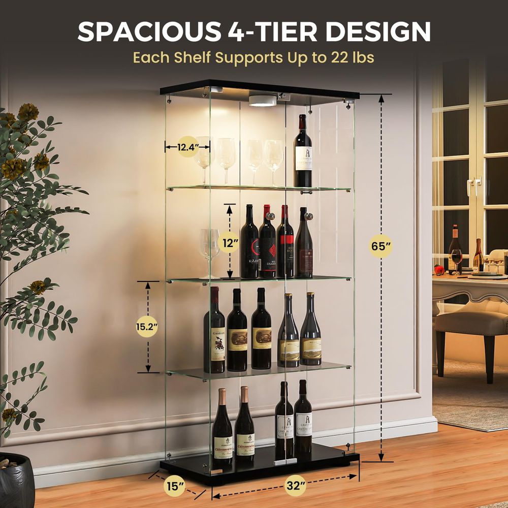 Display Cabinet with LED Light - Glass Cabinet Display recension och pris
