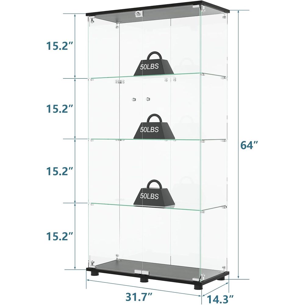 Glass Display Cabinet with 4-S - Glass Cabinet Display recension och pris