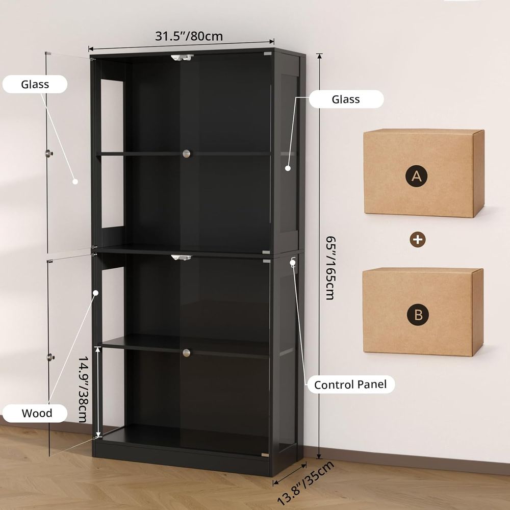 65 Glass Door Display Cabinet, - Glass Cabinet Display recension och pris
