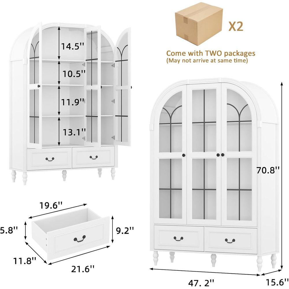 70.8'' Tall Arched Kitchen Pan - Glass Cabinet Display recension och pris