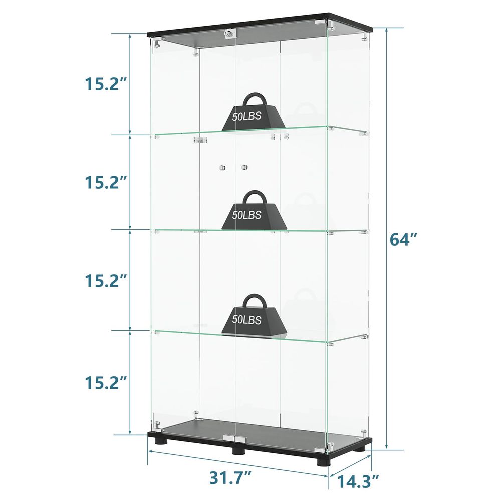 Display Cabinet with 4Shelf Do - Glass Cabinet Display recension och pris