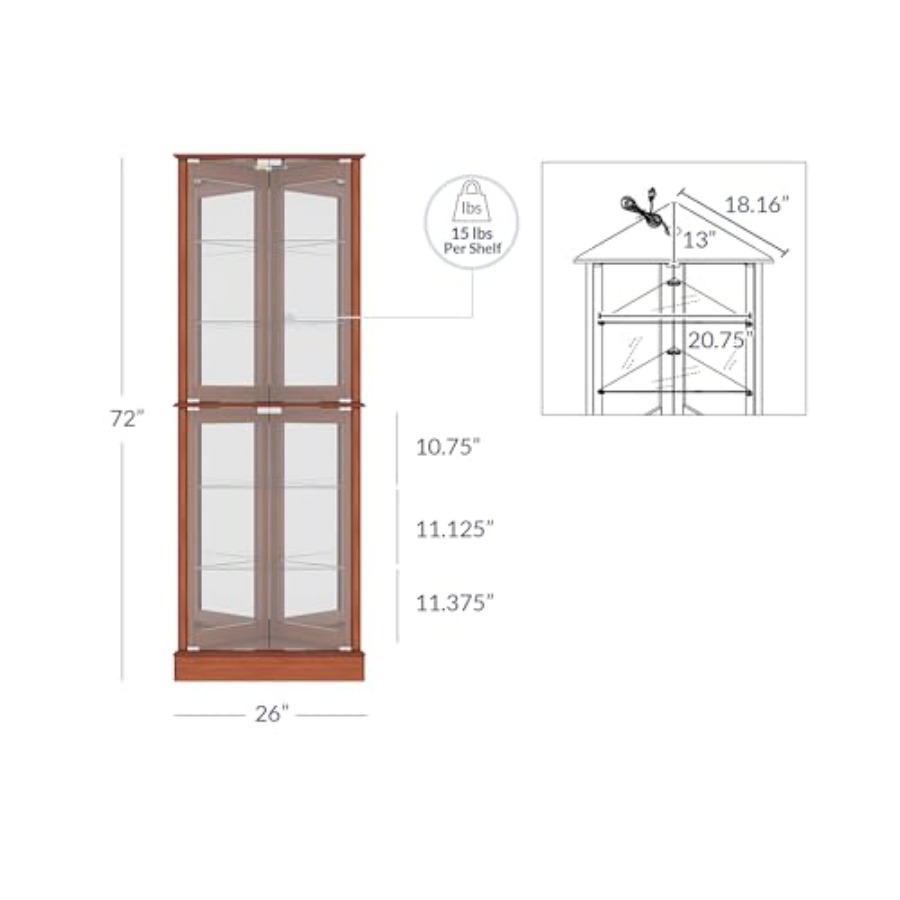 Lighted Corner Display Curio C - Glass Cabinet Display recension och pris
