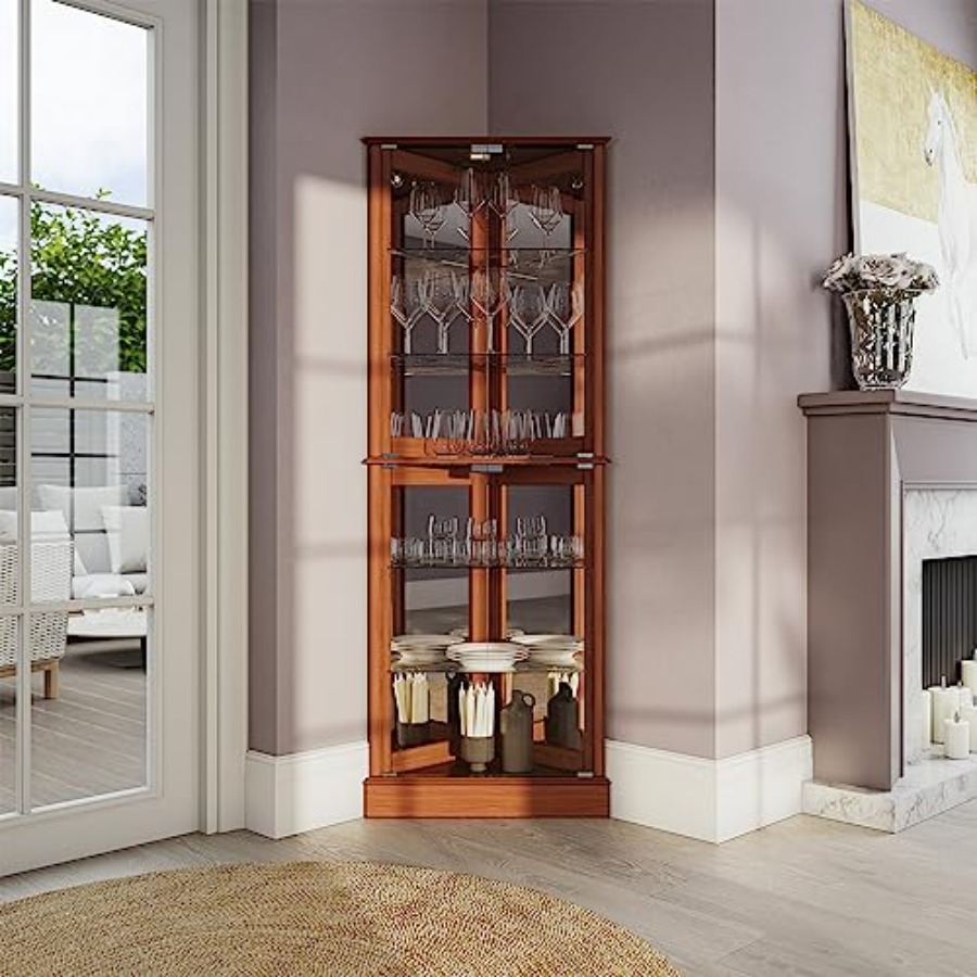 Lighted Corner Display Curio C - Glass Cabinet Display recension och pris