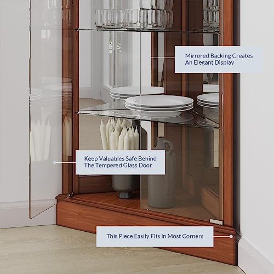 Lighted Corner Display Curio C - Glass Cabinet Display recension och pris