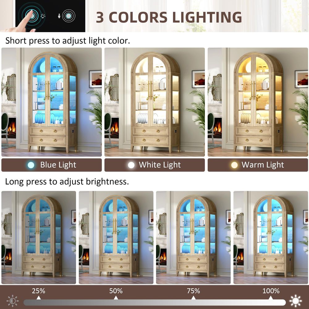 71 Arched Curio Cabinet with G - Glass Cabinet Display recension och pris
