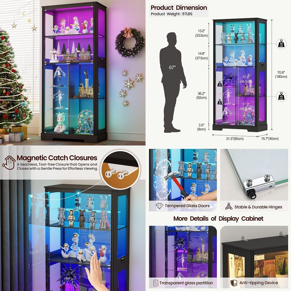 Lighted Corner Display Curio C - Glass Cabinet Display recension och pris