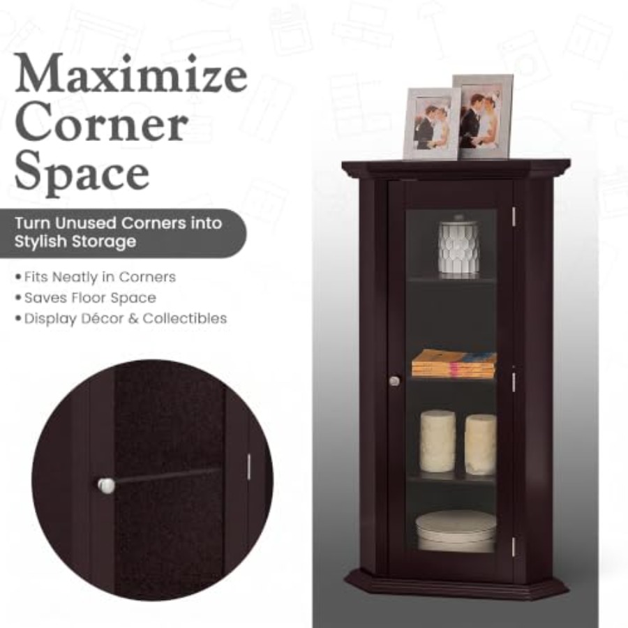 Corner curio display cabinet f - Glass Cabinet Display recension och pris
