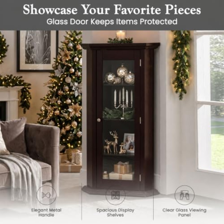 Corner curio display cabinet f - Glass Cabinet Display recension och pris