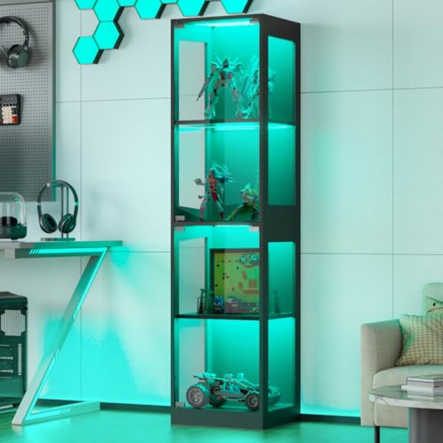 Glass display cabinet with RGB - Glass Cabinet Display recension och pris