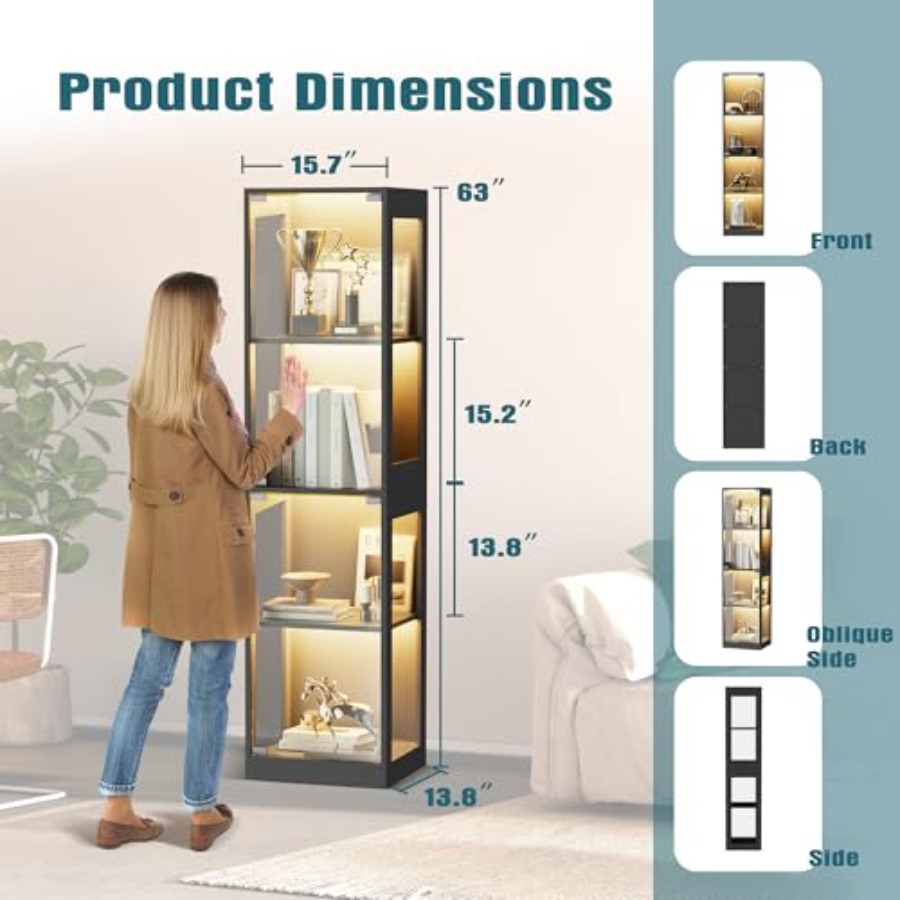 Glass display cabinet with RGB - Glass Cabinet Display recension och pris