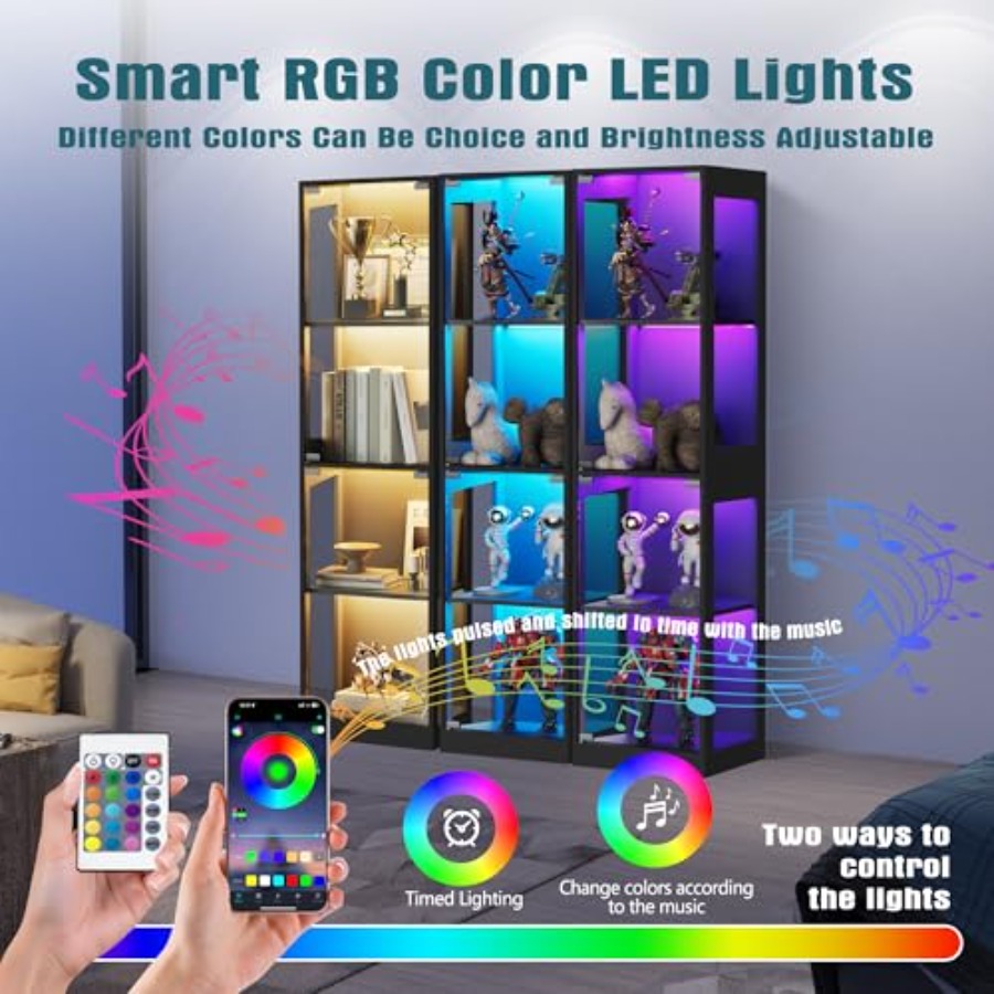 Glass display cabinet with RGB - Glass Cabinet Display recension och pris