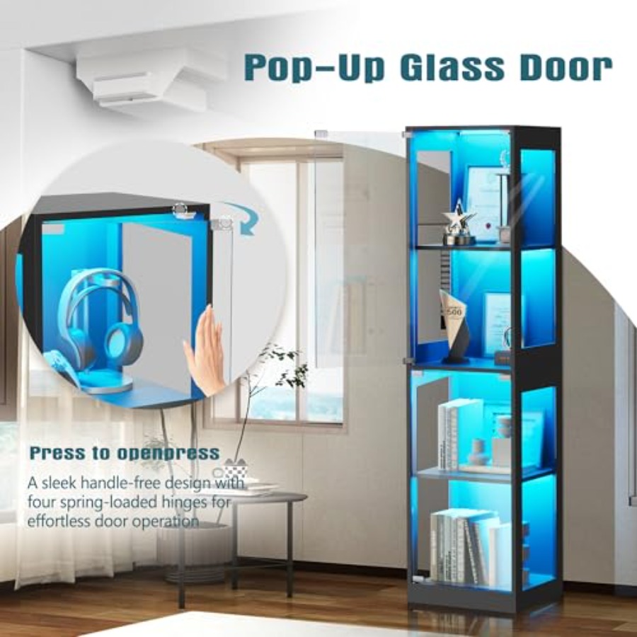 Glass display cabinet with RGB - Glass Cabinet Display recension och pris