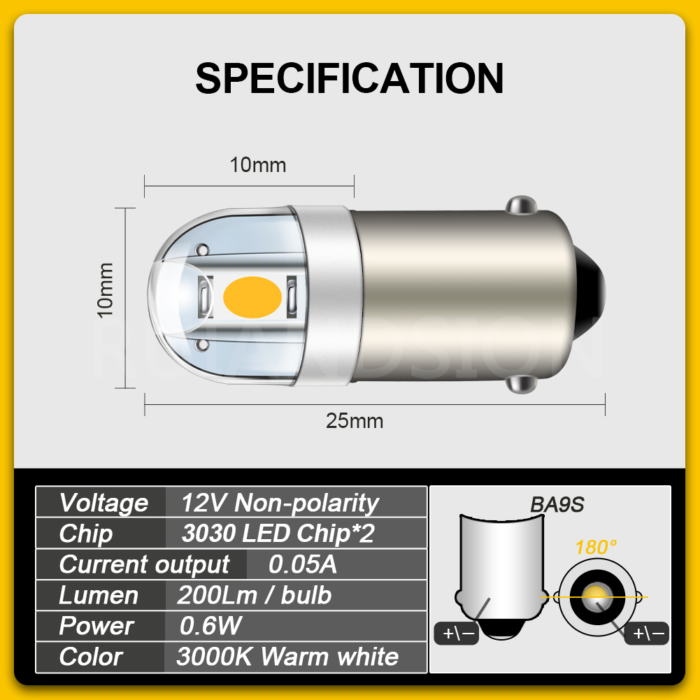 4PCS 6.3V BA9S 2 SMD 3030 LED  - Pinball Machine recension och pris